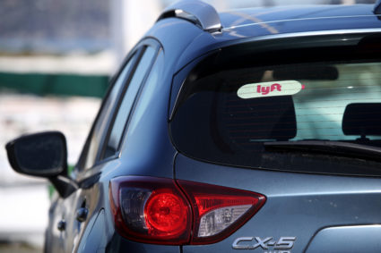 SAN FRANCISCO, CALIFORNIA - MARCH 11: The Lyft logo is displayed on a car on March 11, 2019 in San Francisco, California. On-demand transportation company Lyft has filed paperwork for its initial public offering that is expected to value the company at up to $25 billion. (Photo by Justin Sullivan/Getty Images)