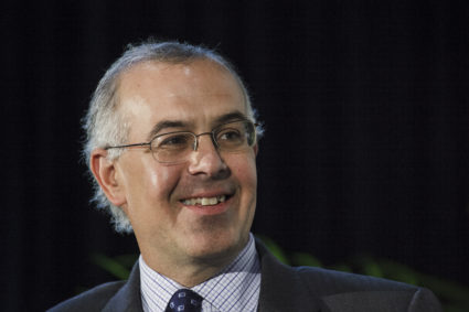New York Times columnist David Brooks speaking at the Book Expo America in New York. Brooks was talking with Jon Meacham regarding his biography of Thomas Jefferson. (Photo by James Leynse/Corbis via Getty Images)