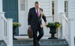 Attorney General William Barr leaves his house after Special Counsel Robert Mueller found no evidence of collusion between President Donald Trump’s campaign and Russia in the 2016 election in McClean, Virginia on March 25, 2019. Photo by Joshua Roberts/Reuters