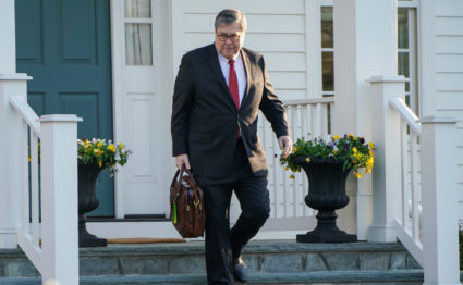 Attorney General William Barr leaves his house after Special Counsel Robert Mueller found no evidence of collusion between President Donald Trump’s campaign and Russia in the 2016 election in McClean, Virginia on March 25, 2019. Photo by Joshua Roberts/Reuters