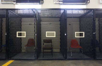 Empty holding cells are seen in the East Block for condemned prisoners during a media tour of California's Death Row at California's San Quentin State Prison on December 29, 2015. Photo by Stephen Lam/Reuters