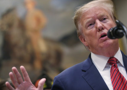 U.S. President Donald Trump speaks during a ceremony to sign an executive order on veterans suicide prevention in the Roosevelt Room at the White House in Washington, U.S., March 5, 2019. REUTERS/Jonathan Ernst - RC1811E1CE90