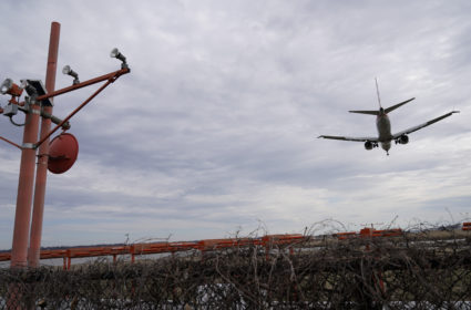 An American Airlines Boeing 737 MAX 8 flight from Los Angeles lands at Reagan National Airport shortly after an announcement was made by the FAA that the planes were being grounded by the United States over safety issues in Washington on March 13, 2019. Photo by Joshua Roberts/Reuters