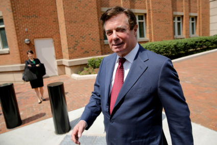 FILE PHOTO: President Trump's former campaign chairman Paul Manafort departs U.S. District Court after a motions hearing in Alexandria, Virginia, U.S., May 4, 2018. REUTERS/Jonathan Ernst/File Photo