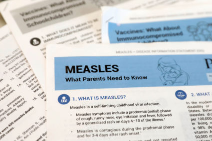 Materials are seen left at demonstration by people opposed to childhood vaccination after officials in Rockland County, a New York City suburb, banned children not vaccinated against measles from public spaces, in West Nyack, New York. Photo by Mike Segar/Reuters