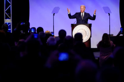 Former Vice President Joe Biden, who is mulling a 2020 presidential candidacy, arrives to speak at the International Brotherhood of Electrical Workers’ (IBEW) construction and maintenance conference in Washington, D.C. Photo by Joshua Roberts/Reuters