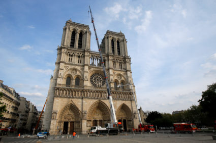 Notre Dame cathedral is pictured after a ceremony at the Paris City Town Hall, in Paris, France on April 18, 2019. Michel Euler/Pool via Reuters