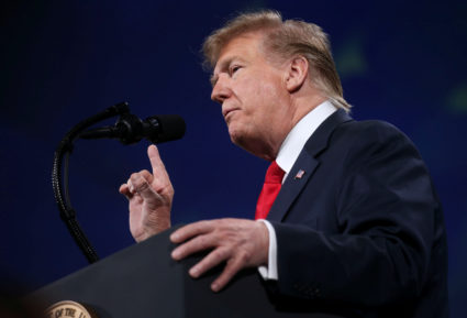 President Donald Trump speaks to the 148th National Rifle Association annual meeting in Indianapolis, Indiana on April 26, 2019. Photo by Leah Millis/Reuters