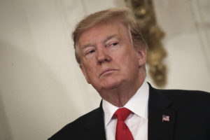 President Donald Trump looks on during an event recognizing the Wounded Warrior Project Soldier Ride in the East Room of the White House, April 18, 2019 in Washington, D.C. Photo by Drew Angerer/Getty Images