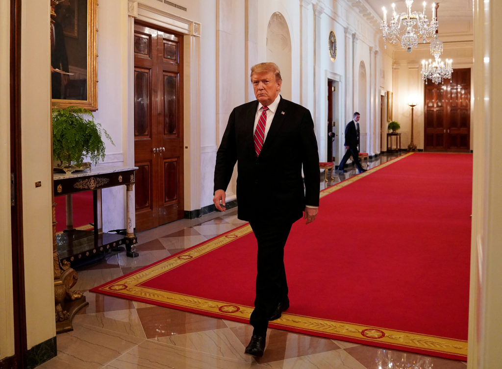 President Donald Trump at the "2019 Prison Reform Summit" in the East Room of the White House on April 1, 2019. Photo by Y...