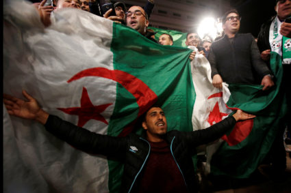 People celebrate on the streets after Algeria's President Abdelaziz Bouteflika has submitted his resignation, in Algiers, Algeria, April 2, 2019. Photo by Ramzi Boudina/Reuters