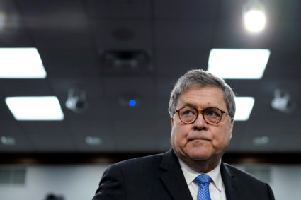 U.S. Attorney General William Barr is seated arrives to testify on the Justice Departments budget proposal before a House Appropriations Subcommittee hearing on Capitol Hill in Washington, U.S., April 9, 2019. REUTERS/Aaron P. Bernstein