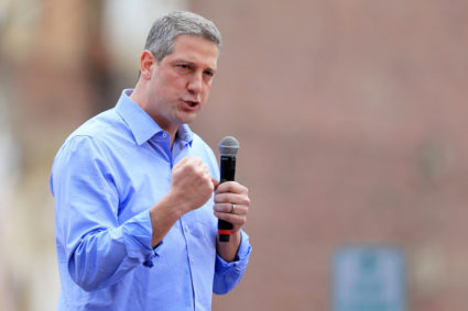 U.S. Representative Tim Ryan speaks as he launches his campaign as a Democratic presidential candidate at a rally in Youngstown, Ohio, U.S. April 6, 2019. REUTERS/Aaron Josefczyk