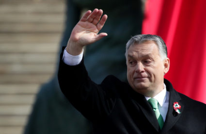 Hungarian Prime Minister Viktor Orban reacts during Hungary's National Day celebrations, which also commemorates the 1848 Hungarian Revolution against the Habsburg monarchy, in Budapest, Hungary, on March 15, 2019. Photo by Lisi Niesner/Reuters