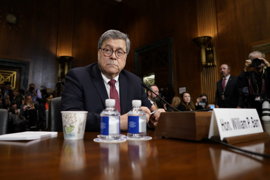 U.S. Attorney General William Barr arrives to testify before a Senate Judiciary Committee hearing on "the Justice Departme...
