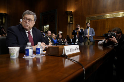 Attorney General William Barr is seated prior to testifying before a Senate Judiciary Committee hearing on "the Justice Department's investigation of Russian interference with the 2016 presidential election" on Capitol Hill in Washington, May 1, 2019. Photo by Aaron Bernstein/Reuters