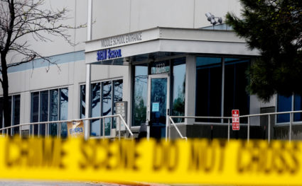 Crime scene tape is seen outside the school following the shooting at the Science, Technology, Engineering and Math (STEM) School in Highlands Ranch, Colorado, on May 8, 2019. Photo by Rick Wilking/Reuters