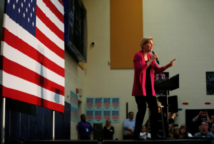 Democratic 2020 U.S. presidential candidate and U.S. Senator Elizabeth Warren D-Mass., speaks during a townhall event in Columbus, Ohio, on May 10, 2019. Photo by Maddie McGarvey/Reuters