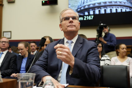 Daniel Elwell, acting administrator of the Federal Aviation Administration; arrives to testify before a House Transportation and Infrastructure Committee Aviation Subcommittee hearing on the "status of the Boeing 737 MAX" on Capitol Hill in Washington, on May 15, 2019. Photo by Joshua Roberts/Reuters