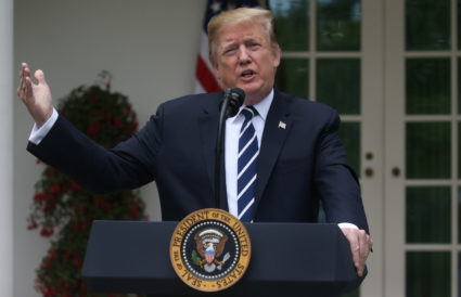 President Donald Trump speaks about the investigations by Special Counsel Robert Mueller and the U.S. Congress into himself and his administration in the Rose Garden of the White House in Washington, on May 22, 2019. Photo by Leah Millis/Reuters