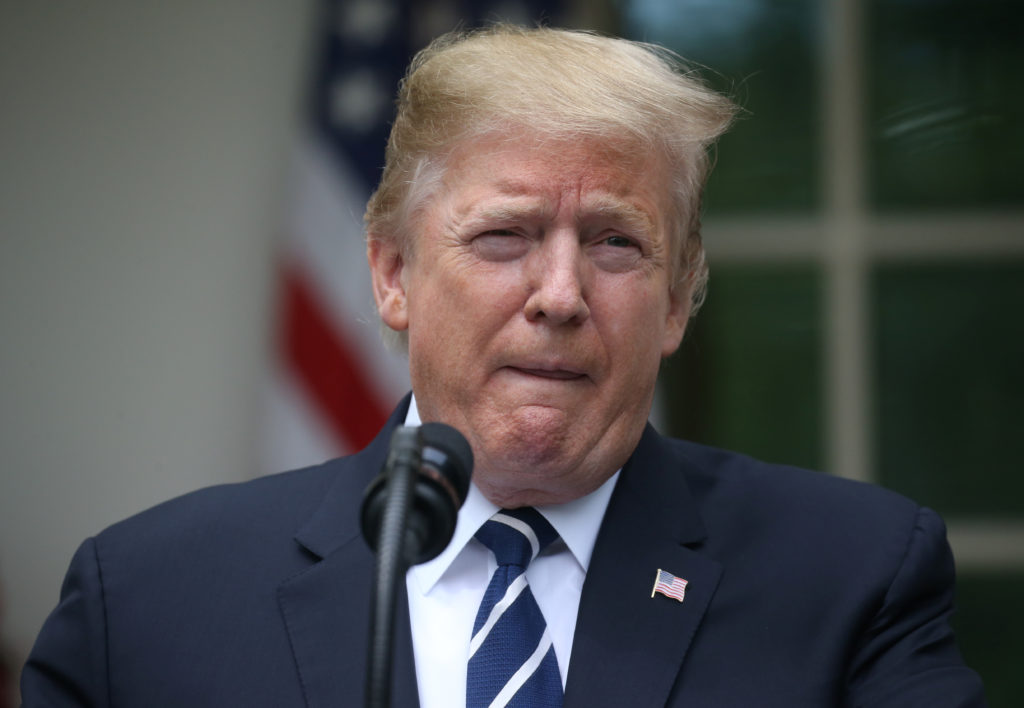 President Donald Trump speaks about the investigation by Special Counsel Robert Mueller in the Rose Garden at the White Ho...