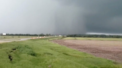 A tornado is seen in Eudora, Kansas, in this still from a video taken May 28, 2019 obtained from social media. Image by Kim Scott via Reuters