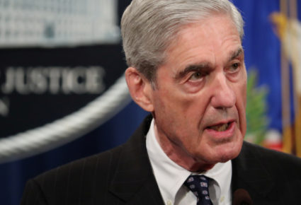 Special Counsel Robert Mueller makes a statement on his investigation into Russian interference in the 2016 presidential election at the Justice Department in Washington, D.C. Photo by Jim Bourg/Reuters