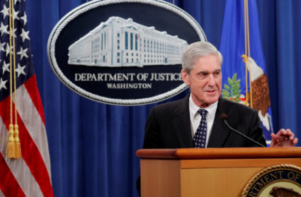 U.S. Special Counsel Robert Mueller delivers a statement on his investigation into Russian interference in the 2016 U.S. presidential election at the Justice Department in Washington, on May 29, 2019. Photo by Jim Bourg/Reuters