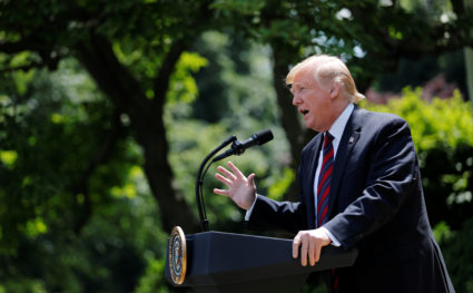 U.S. President Donald Trump delivers remarks on U.S. immigration policy in the Rose Garden of the White House in Washington, U.S., May 16, 2019. REUTERS/Carlos Barria - RC1F0C55EA90