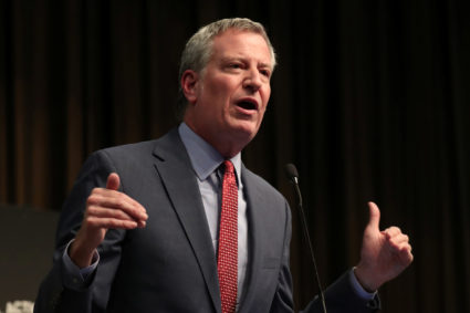 New York City Mayor Bill de Blasio speaks at the 2019 National Action Network National Convention in New York, U.S., April 3, 2019. Photo by REUTERS/Shannon Stapleton