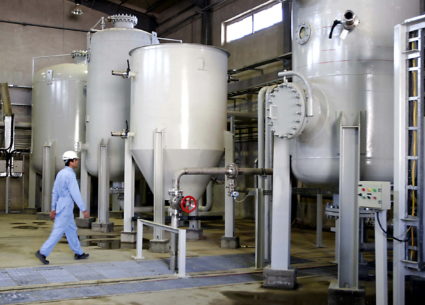 FILE PHOTO: An Interior view of Arak heavy water production facility in Central Iran 360 km (223 miles) south west of Tehran October 27, 2004. Iran will break the uranium stockpile limit set by Tehran's nuclear deal with world powers in the next 10 days, the spokesman for the country's atomic agency said Monday June 17, 2019. Photo via Reuters