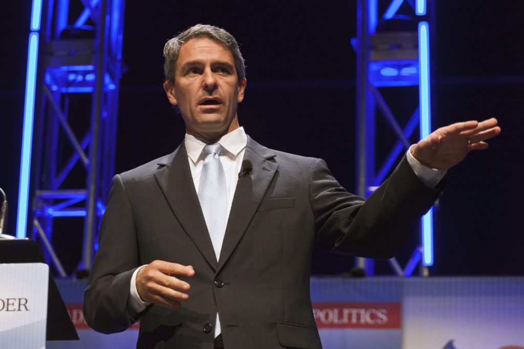 Former Virginia Attorney General Ken Cuccinelli speaks at the Family Leadership Summit in Ames, Iowa August 9, 2014. Photo...