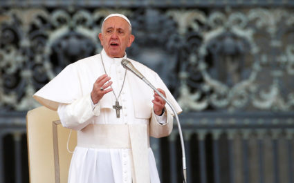 Pope Francis speaks during the weekly general audience at the Vatican, on May 29, 2019. Photo by Yara Nardi/Reuters