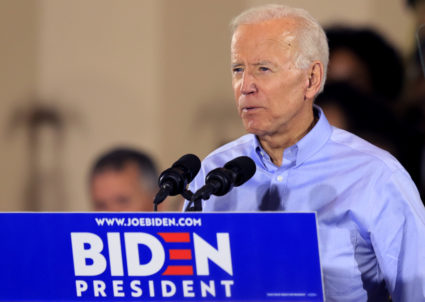 U.S. Democratic presidential candidate and former Vice President Joe Biden addresses union workers at the Teamsters Local 249 hall during his first public event since announcing his bid for the 2020 Democratic presidential nomination in Pittsburgh, Pennsylvania, U.S. April 29, 2019. Photo by Aaron Josefczyk/Reuters