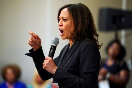Democratic presidential candidate and U.S. Senator Kamala Harris speaks at a women voters meet and greet in Birmingham, Alabama, on June 7, 2019. Photo by Elijah Nouvelage/Reuters