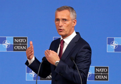 NATO Secretary-General Jens Stoltenberg speaks during a news conference after a NATO Defence Ministers meeting in Brussels, Belgium June 26, 2019. Photo by REUTERS/Francois Walschaerts