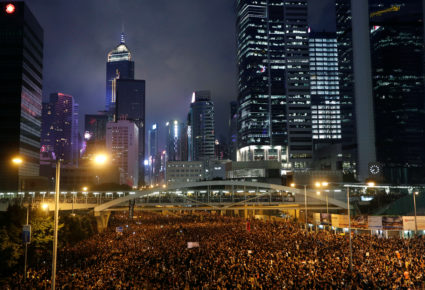 Protesters attend a demonstration demanding Hong Kong's leaders to step down and withdraw the extradition bill, in Hong Kong, China, June 16, 2019. Photo by Jorge Silva/Reuters