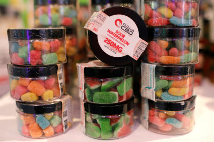 Candy made with cannabidiol, or CBD, is displayed at The Cannabis World Congress & Business Exposition trade show in New York City on May 30. Photo by Mike Segar/Reuters
