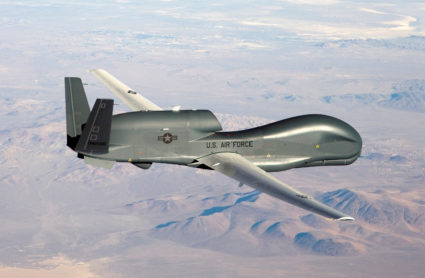 FILE PHOTO: An undated U.S. Air Force handout photo of a RQ-4 Global Hawk unmanned (drone) aircraft. U.S. Air Force/Bobbi Zapka/Handout/Files via Reuters.
