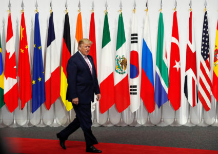 President Donald Trump arrives at the G20 leaders summit in Osaka, Japan, June 28, 2019. REUTERS/Kim Kyung-Hoon/Pool