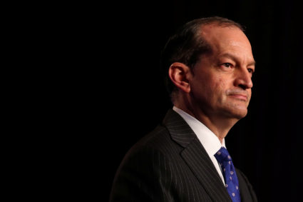 U.S. Labor Secretary Alexander Acosta speaks at the North America's Building Trades Unions (NABTU) 2019 legislative conference in Washington, on April 9, 2019. Photo by Jeenah Moon/Reuters