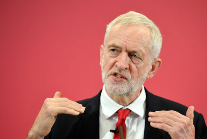 Britain's opposition Labour Party leader Jeremy Corbyn speaks at the launch of Labour's European election campaign in Kent, Britain, May 9, 2019. Photo by Toby Melville/Reuters
