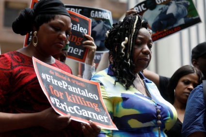 Gwen Carr, mother of Eric Garner, looks down during the disciplinary trial of police officer Daniel Pantaleo in relation to the death of Eric Garner in New York City in June. Photo by Shannon Stapleton/Reuters