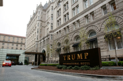 A general view of the Trump International Hotel seen in Washington, on April 18, 2019. Photo by Amr Alfiky/Reuters