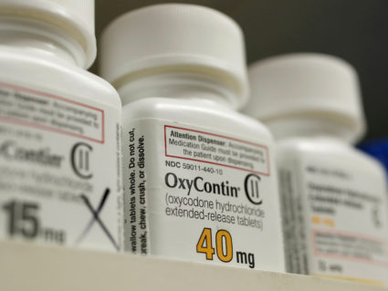 Bottles of prescription painkiller OxyContin made by Purdue Pharma LP sit on a shelf at a local pharmacy in Provo, Utah, U.S. April 25, 2017. Photo by George Frey/Reuters