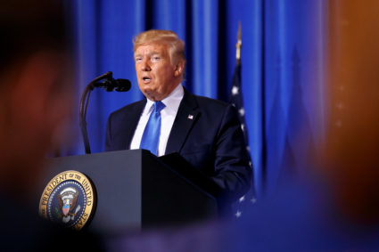 FILE PHOTO: President Donald Trump speaks during a news conference in Osaka, Japan on June 29, 2019. Photo by Jacquelyn Martin/Pool via Reuters