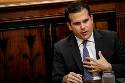 Puerto Rico Gov. Ricardo Rossello speaks during an interview in New York City in 2017. File photo by REUTERS/Brendan McDermid