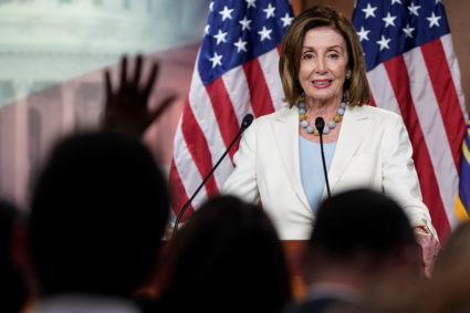 Speaker of the House Nancy Pelosi (D-CA) speaks during a media briefing on Capitol Hill in Washington, on July 17, 2019. Photo by Joshua Roberts/Reuters