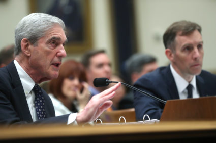 Former Special Counsel Robert Mueller testifies to House Intelligence Committee at a hearing on the Office of Special Counsel's investigation into Russian Interference in the 2016 Presidential Election on Capitol Hill in Washington, U.S., July 24, 2019. REUTERS/Jonathan Ernst