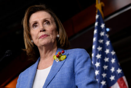 U.S. Speaker of the House Nancy Pelosi (D-CA) holds a weekly news conference with Capitol Hill reporters in Washington, on July 26, 2019. Photo by Erin Scott/Reuters